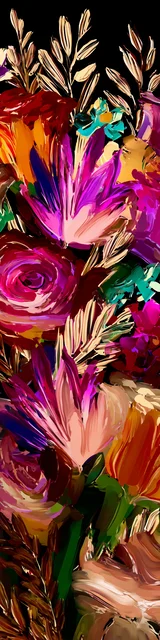 Free flower bookmark featuring bright upward-flowing floral art